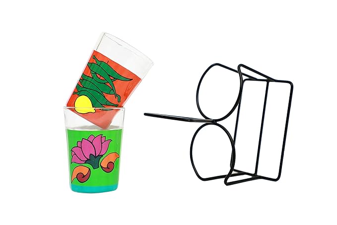 Cutting Chai Tapri glasses (Tea glasses) - Nimbu Mirchi Lotus