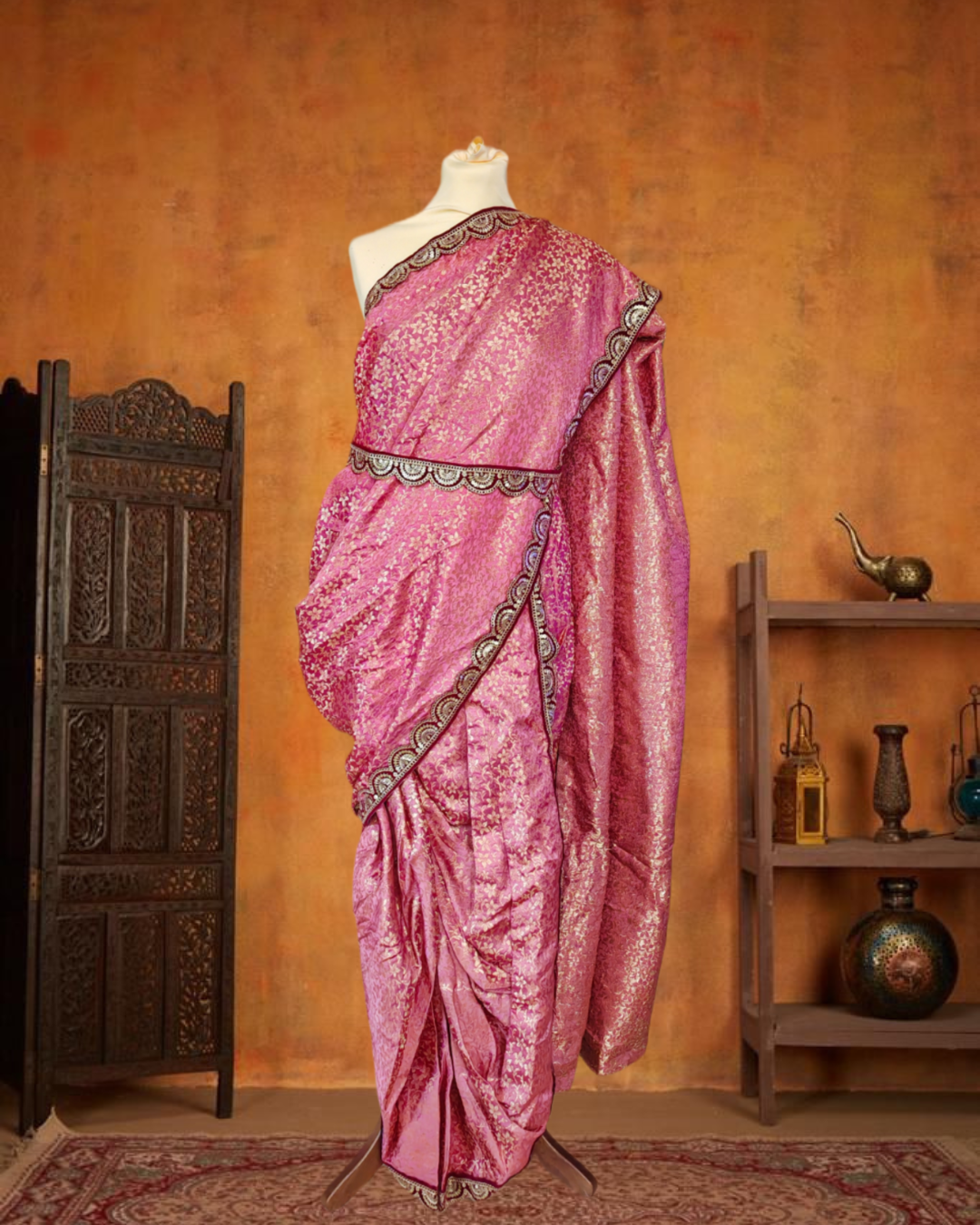 Marathi Stitched BANARASI Nauvari Saree Peshwai – PRAAGNEEK