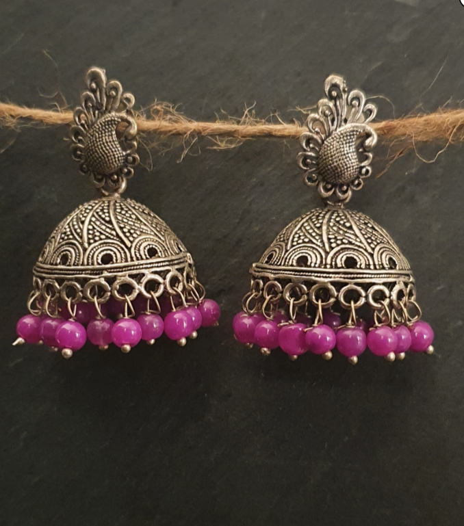 German silver plated ethnic earrings main image 1