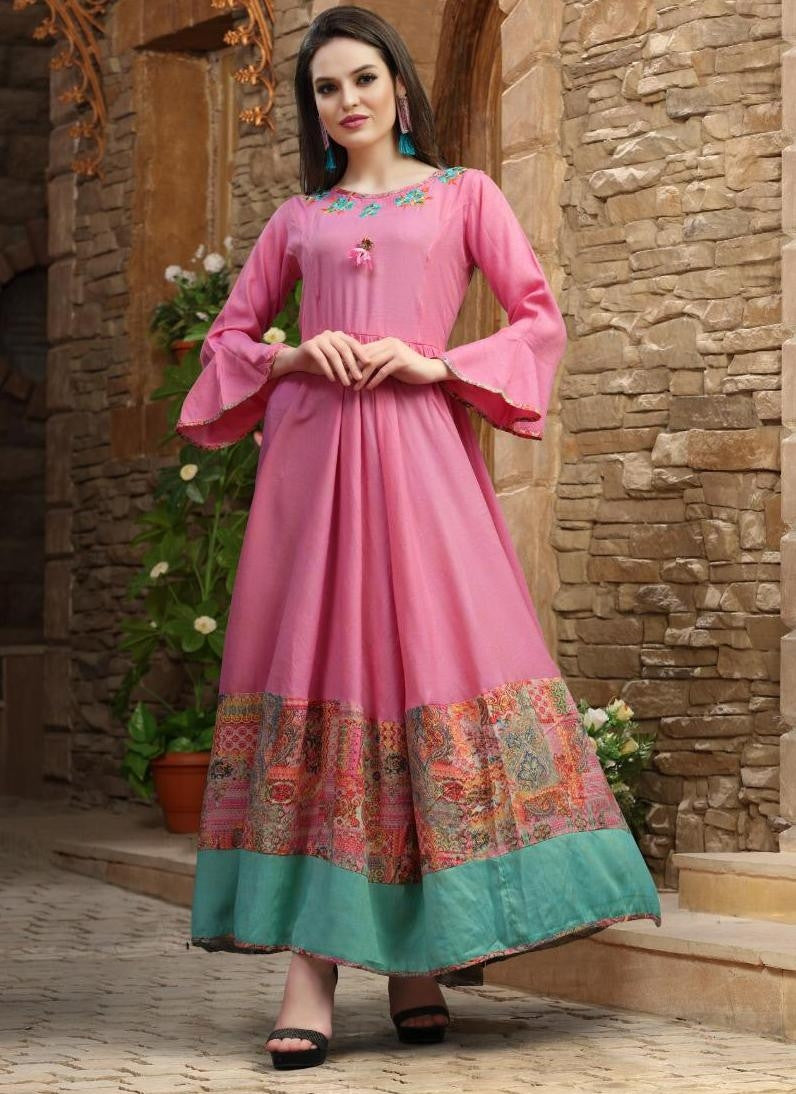 Rose Pink Rayon Kurti Pant