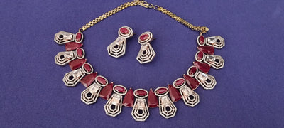 American Diamonds Ruby short necklace (EMXADRE20)