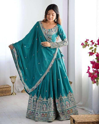 Lahenga Choli - Crep Silk (Semi-stitched)