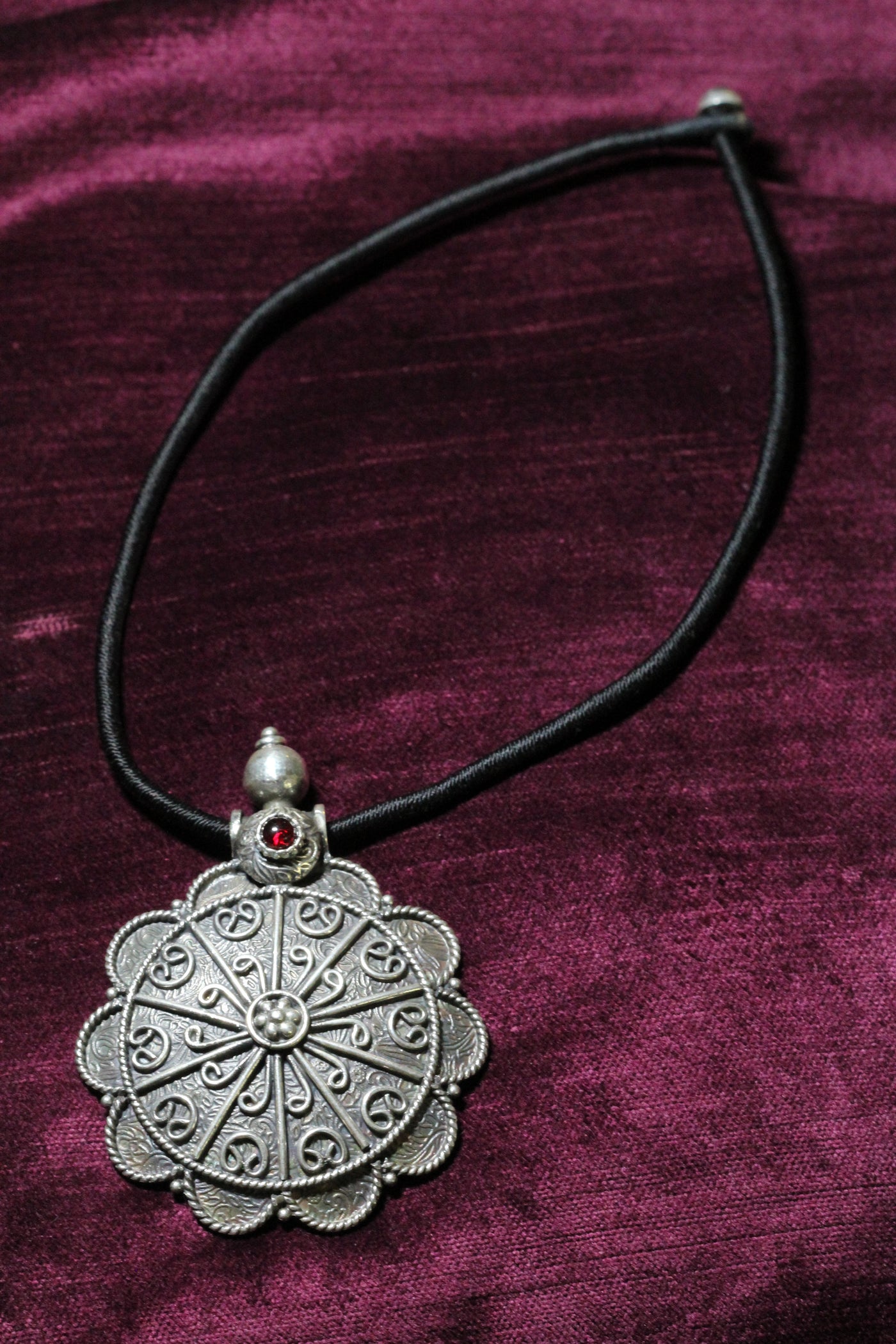 925 Handcrafted Silver Pendant with Brazilian Ruby - Hallmarked Handcrafted collection [SP113] - Shop now at Praagneek.com