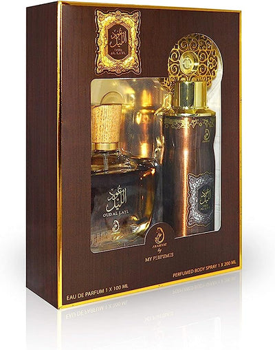 ARABIYAT OUD AL LAYL Perfume Gift Set for Men & Women, 100ml Eau de Parfum and 200ml Perfume Spray