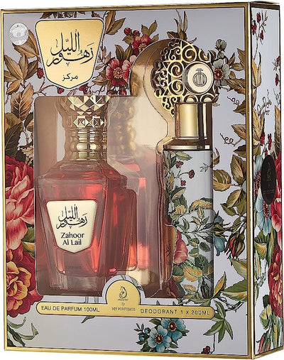 ARABIYAT Zahoor Al Lail Intense Perfume Gift Set for Women, 100ml Eau de Parfum and 200ml Deodorant