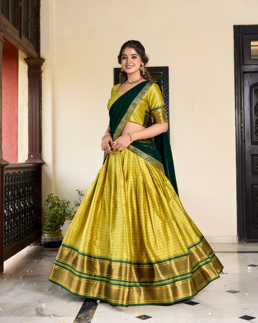 Lahenga Choli - Cotton Silk (Semi-stitched)