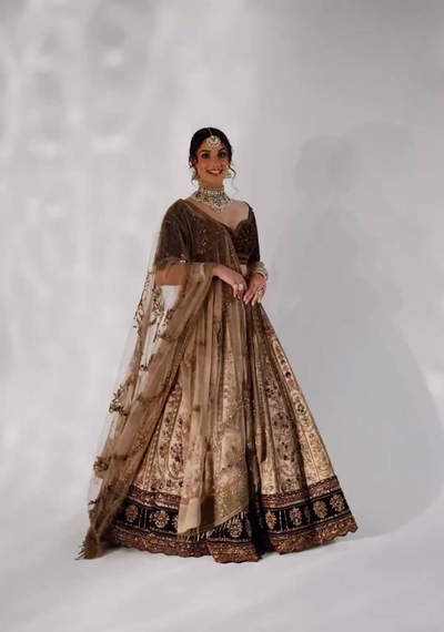 Lahenga Choli - Kasturi Silk (Semi - Stitched)