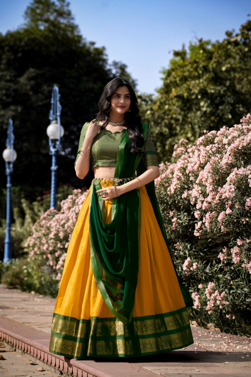 Lahenga Choli - Kanchipuram (Semi - Stitched)