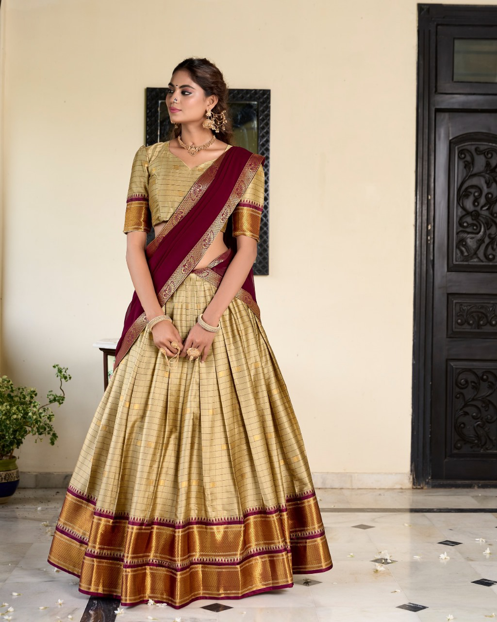 Lahenga Choli - Cotton Silk (Semi-Stitched)