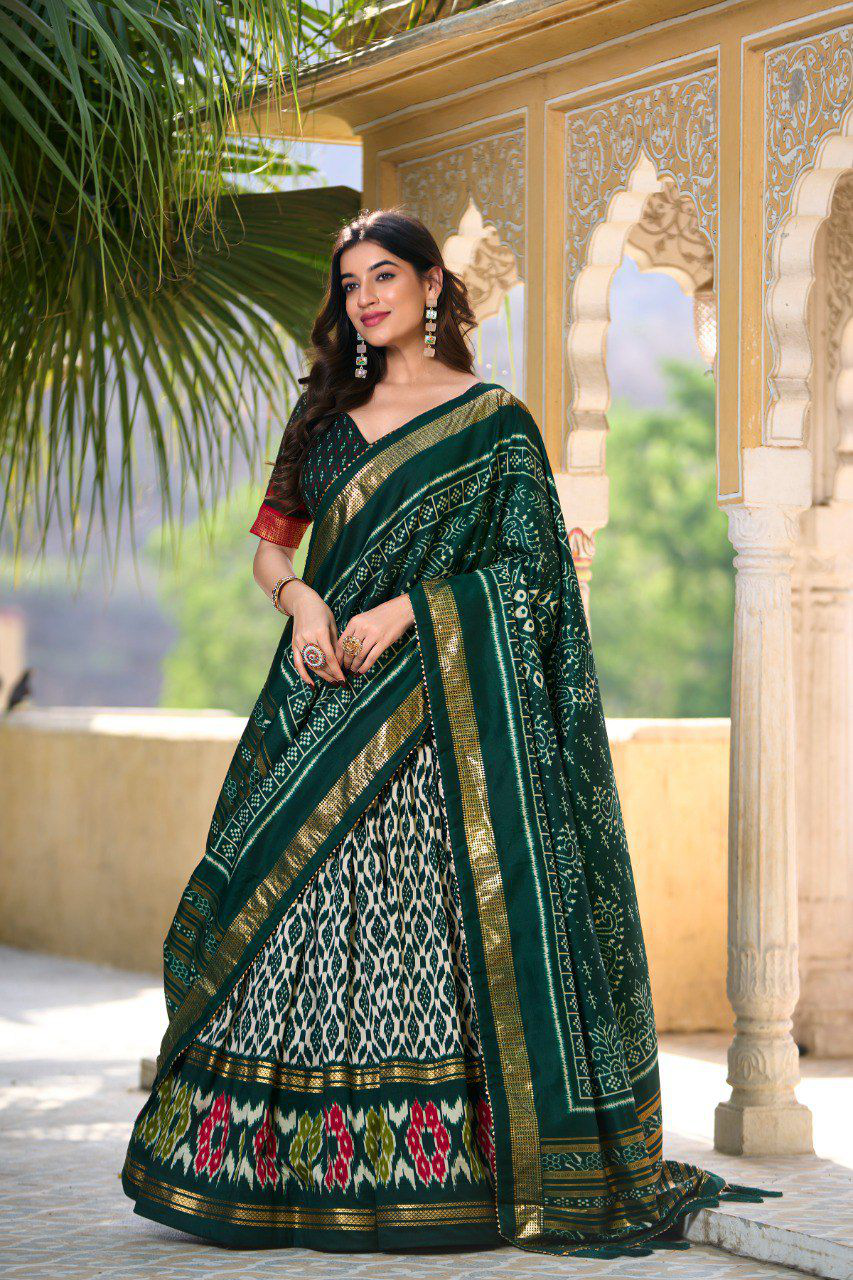 Lahenga Choli - Tussar Silk (Semi - Stitched)