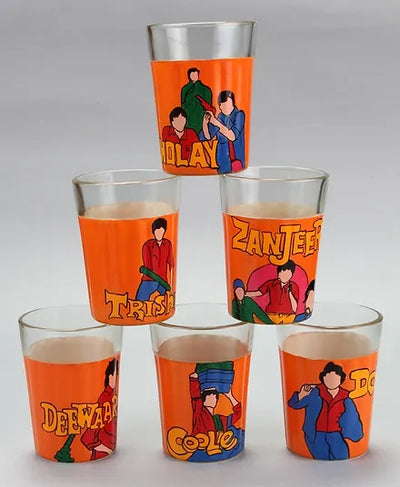 Big B theme Cutting Chai Tapri Tea glasses (set of 6)