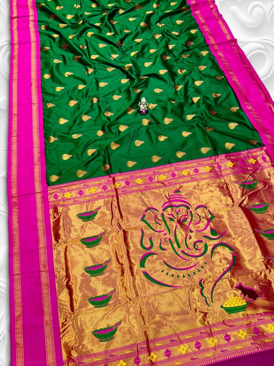 Modak Ganesh Paithani Saree