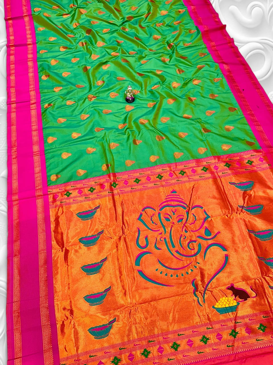 Modak Ganesh Paithani Saree