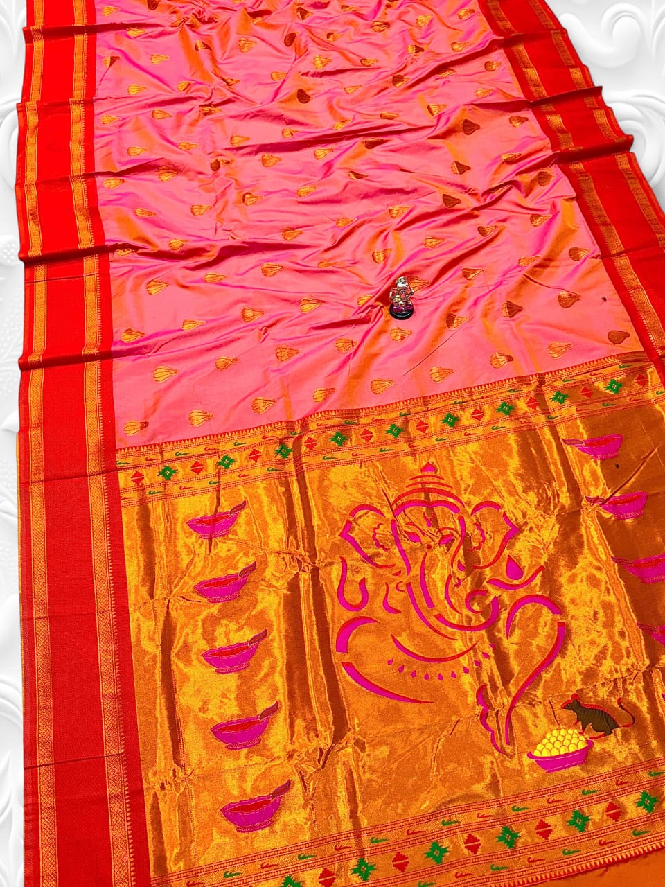 Modak Ganesh Paithani Saree