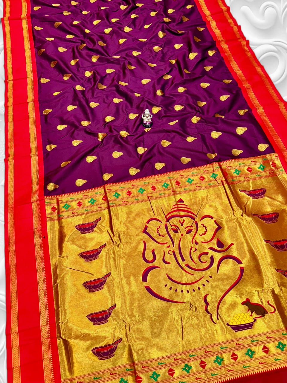 Modak Ganesh Paithani Saree