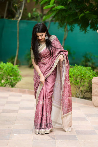Readytowear saree -  Tussar Cotton