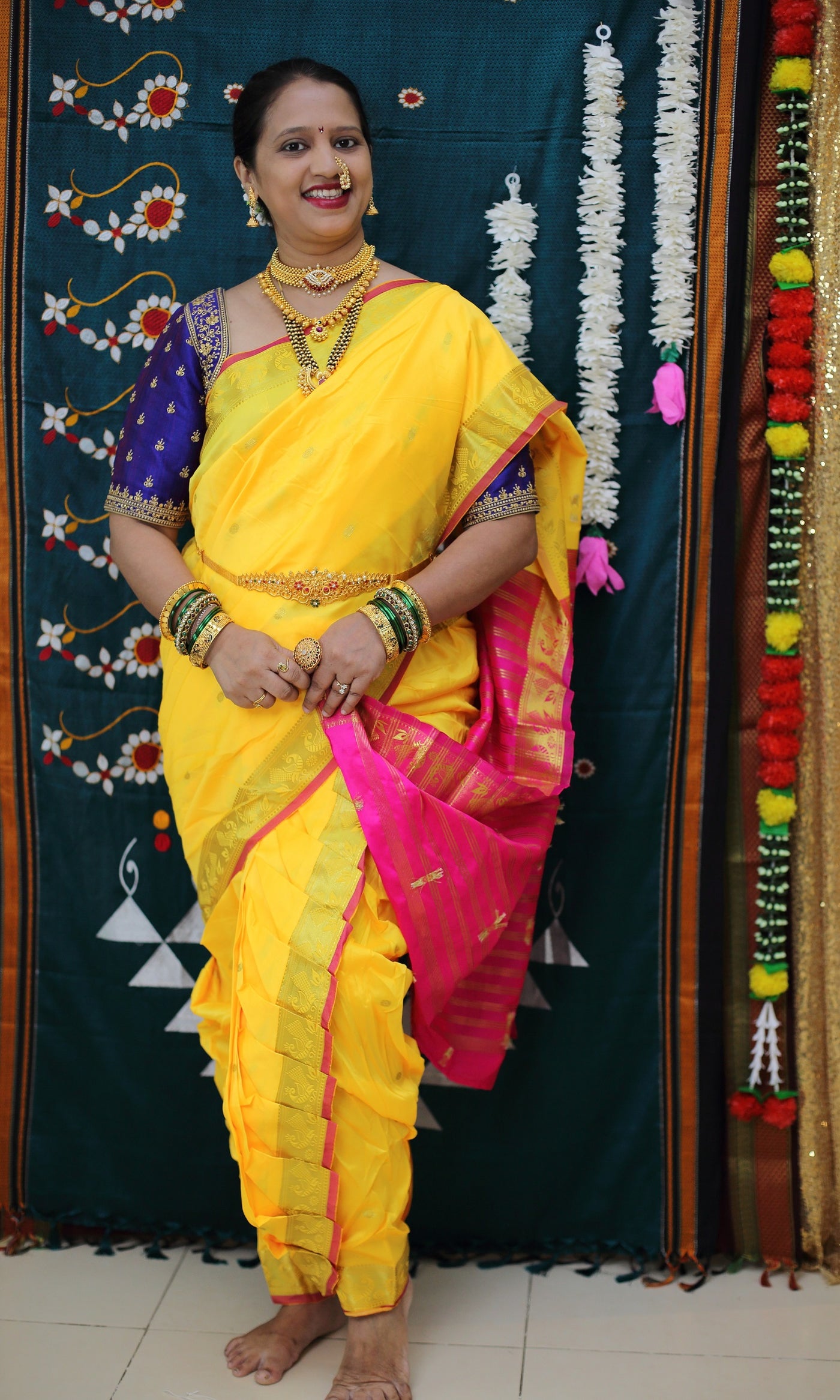 Stitched Marathi Nauvari saree - Rajalaxmi style - No Blouse
