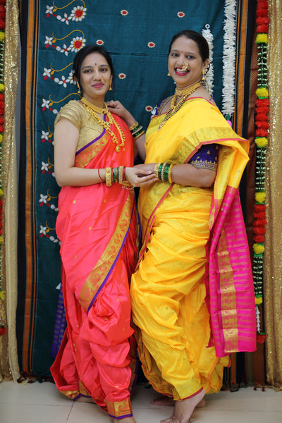 Marathi Stitched Nauvari Saree Peshwai Pattern -  Hip 50