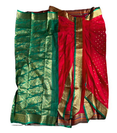 Marathi Stitched Nauvari Saree Peshwai Pattern -  Size 50