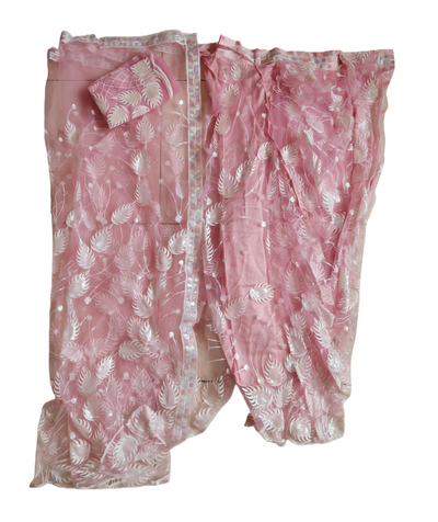 Marathi Stitched NET Nauvari Saree Peshwai - pink