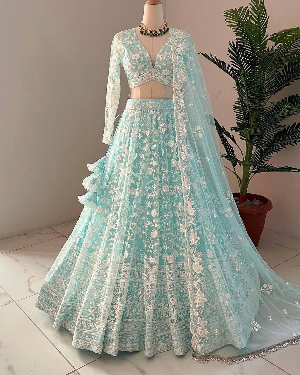 Soft Net Lahenga Choli - Semi Stitched