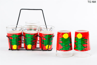 Nimbu Mirchi theme Cutting Tapri Chai / Tea glasses (set of 6 glasses)