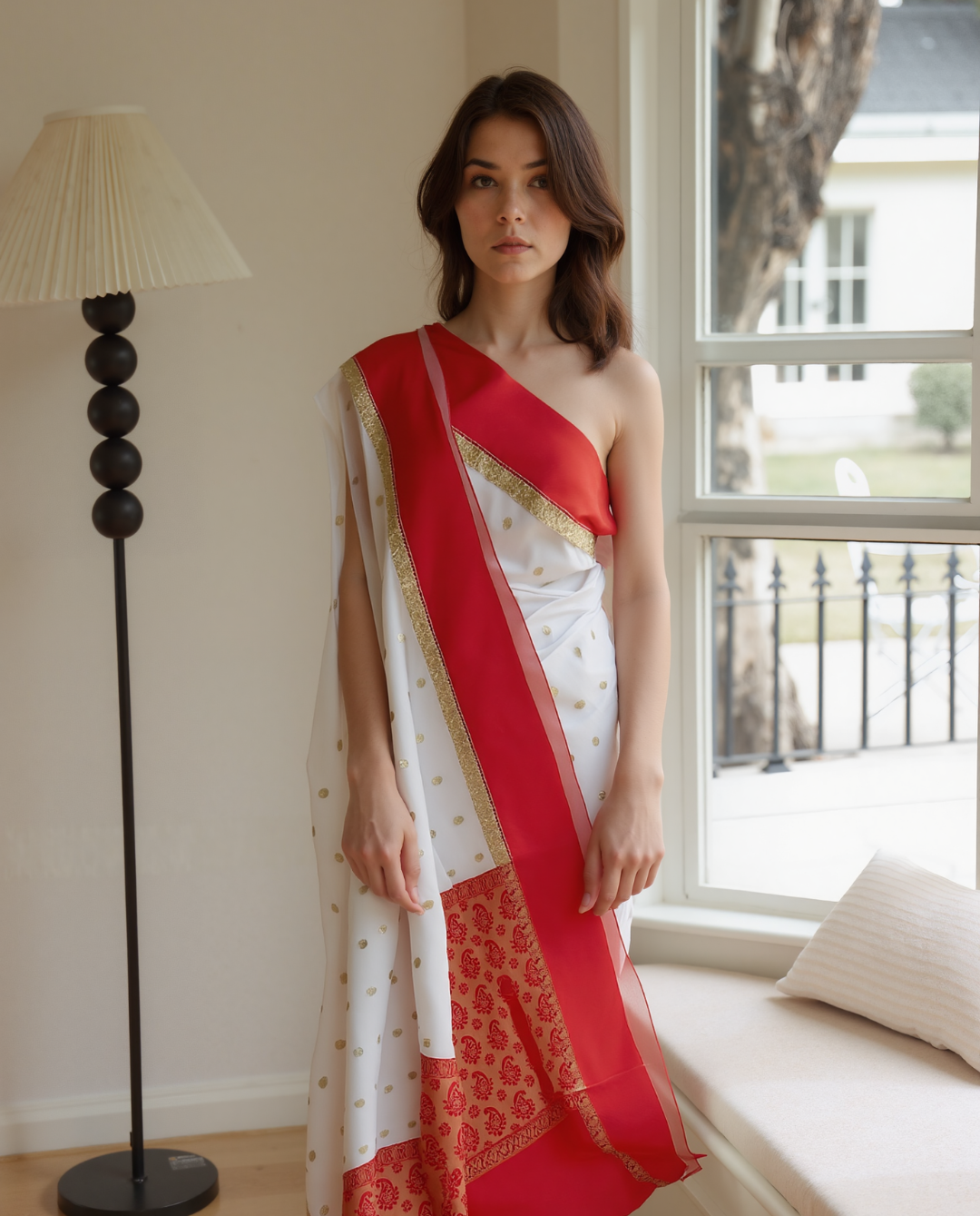 Bengali Lal Paar | Lal Paat | Garad Woven Tussur Silk | Art Silk Saree | Praagneek