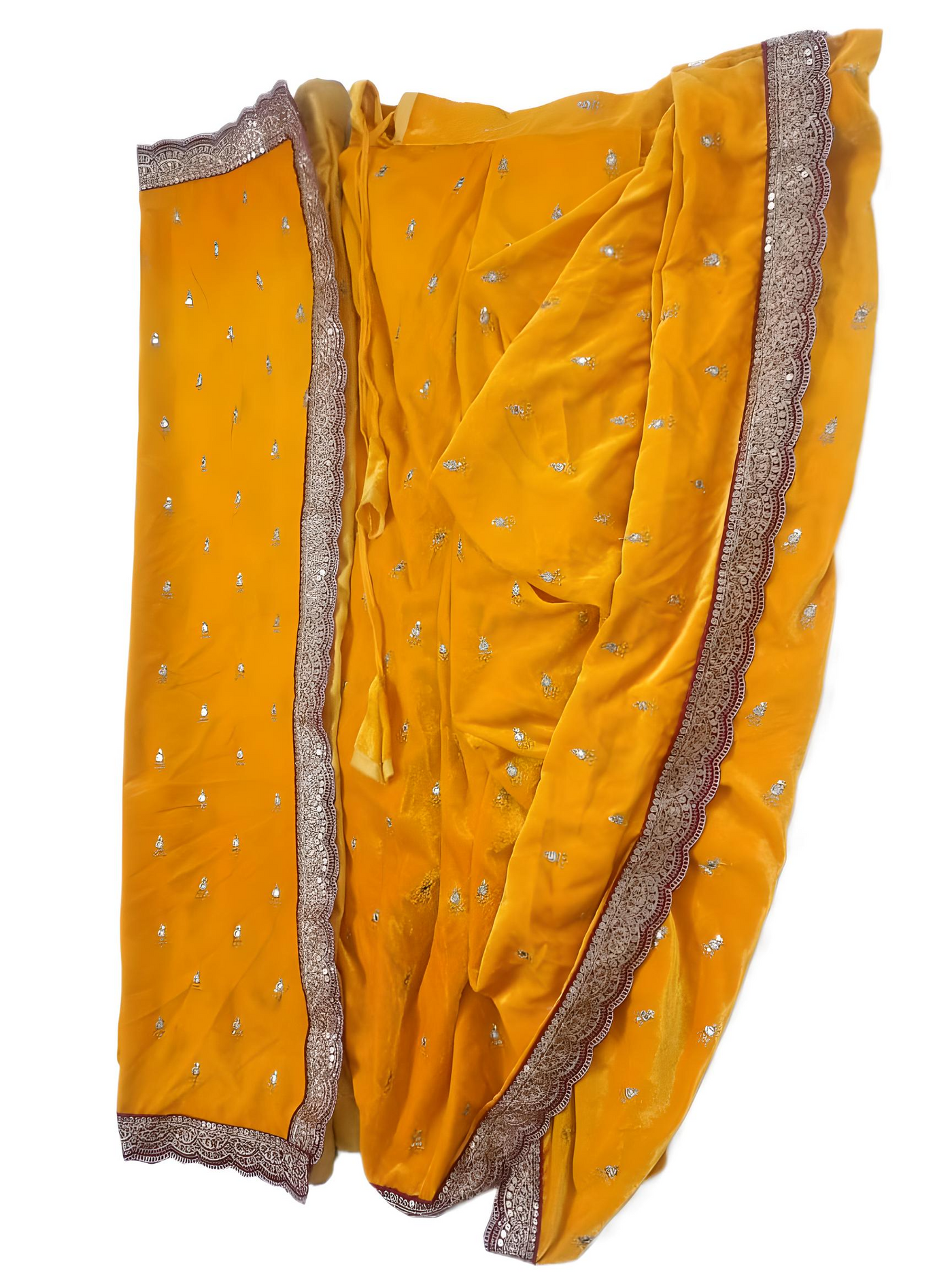 Marathi Stitched VELVET Nauvari Saree Peshwai - Yellow Color