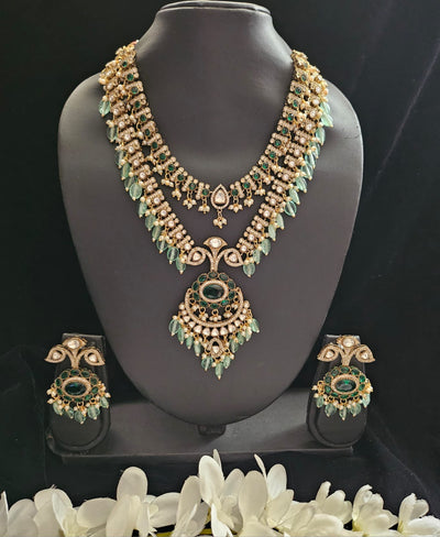 Moissanite Stone and Polki (Green)