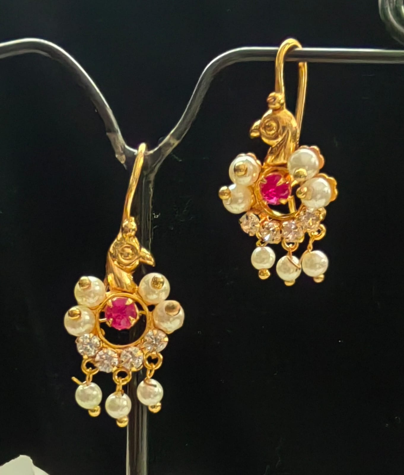 Traditional moti thushi  tops earrings