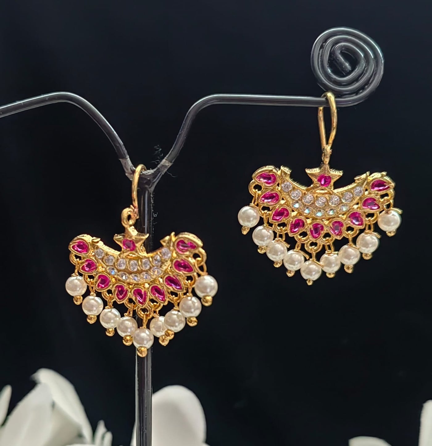 Traditional moti thushi  tops earrings