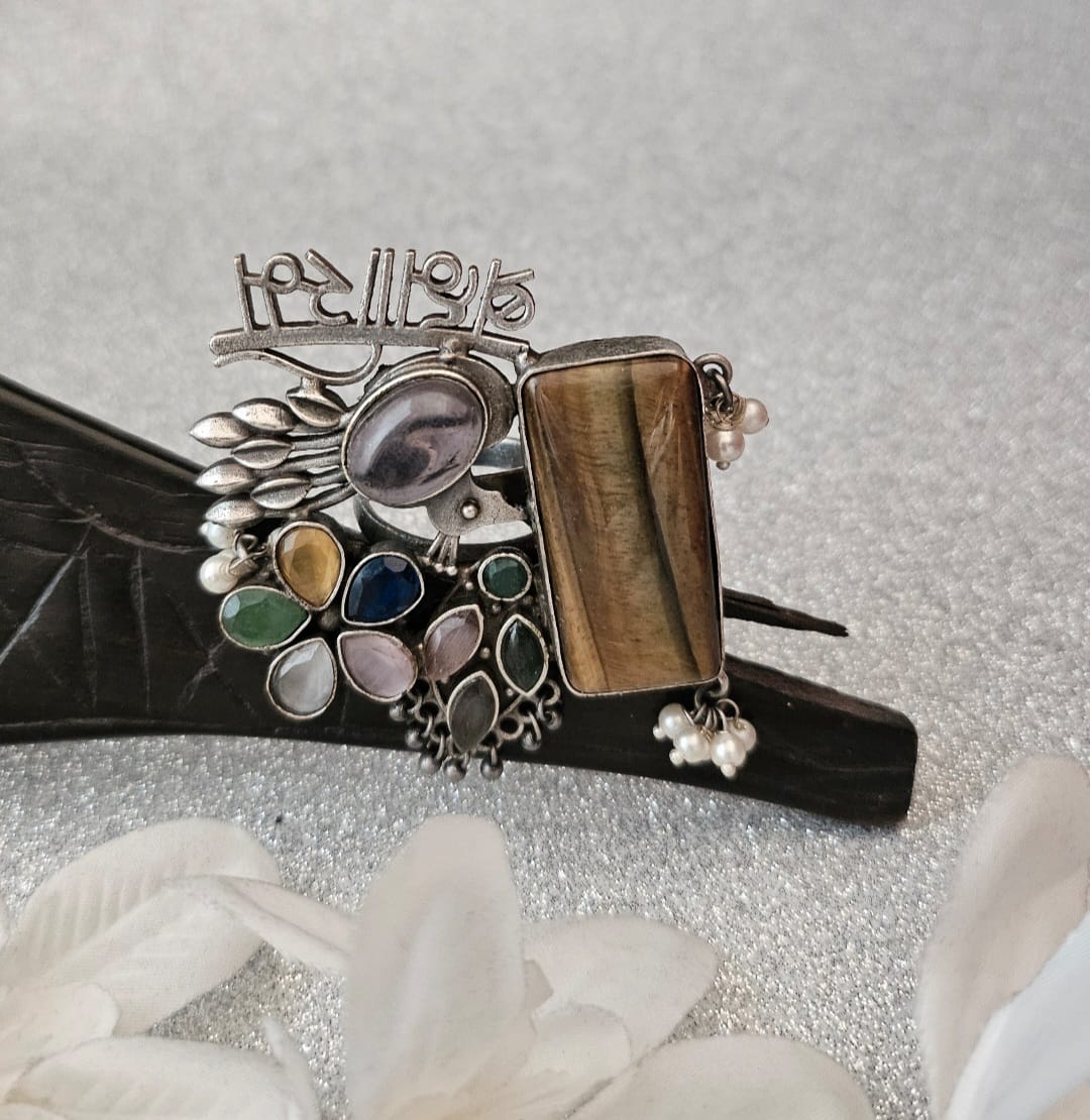 Natural Stones silver replica finger ring