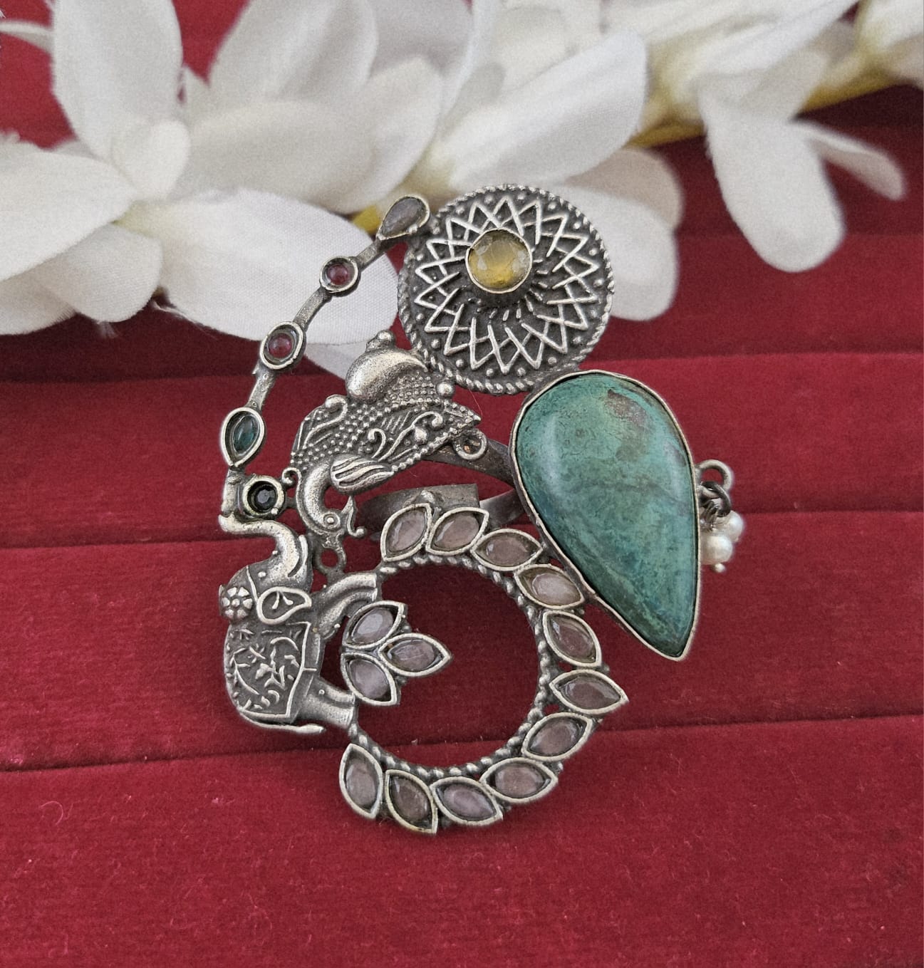 Natural Stones silver replica finger ring