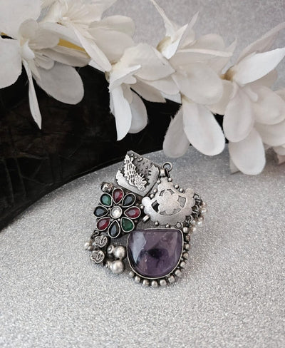 Natural Stones silver replica finger ring