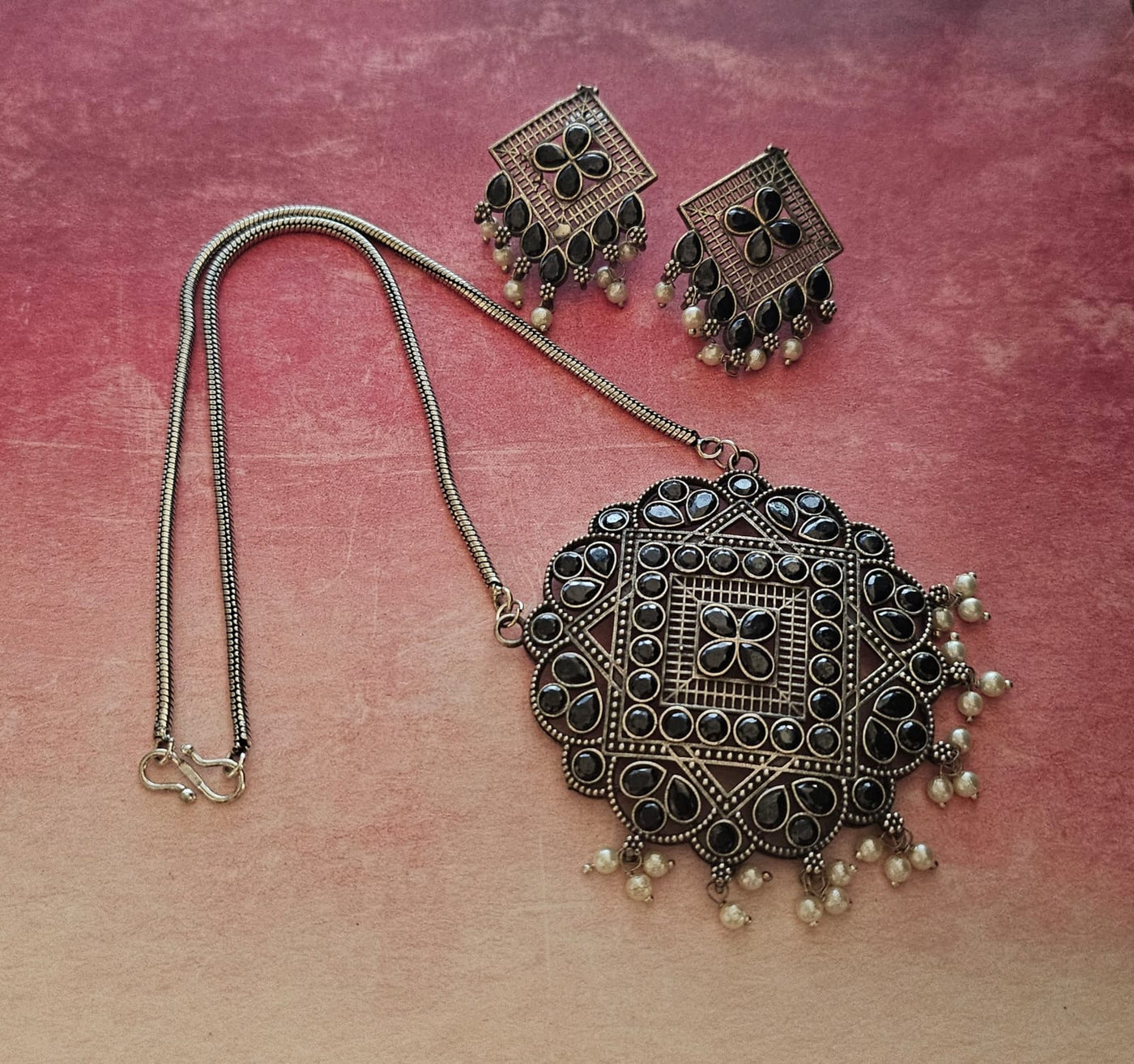 German silver necklace set