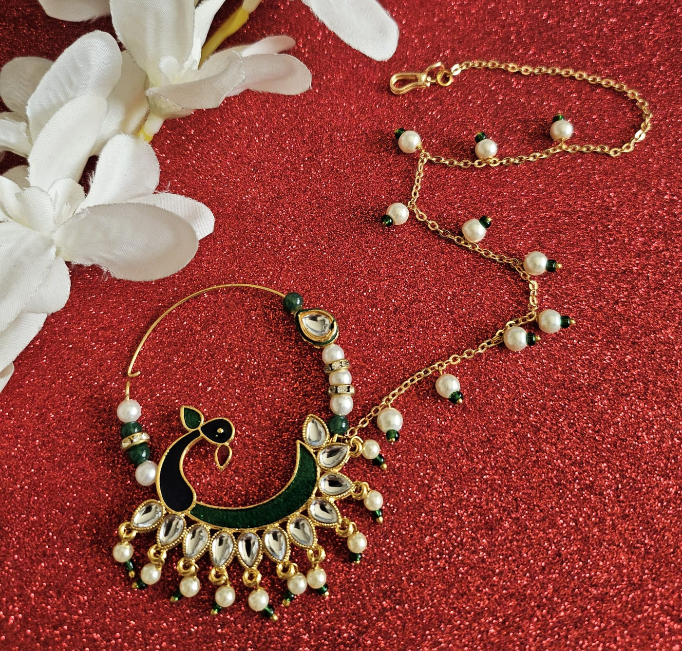 Kundan and Pearl nosering