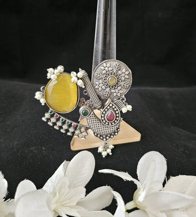 Natural Stones silver replica finger ring