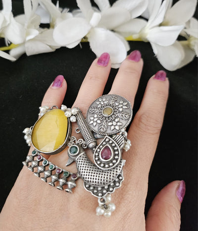 Natural Stones silver replica finger ring