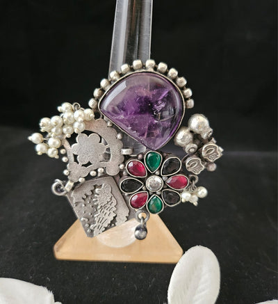 Natural Stones silver replica finger ring