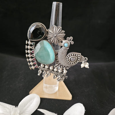 Natural Stones silver replica finger ring