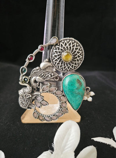 Natural Stones silver replica finger ring