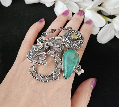 Natural Stones silver replica finger ring