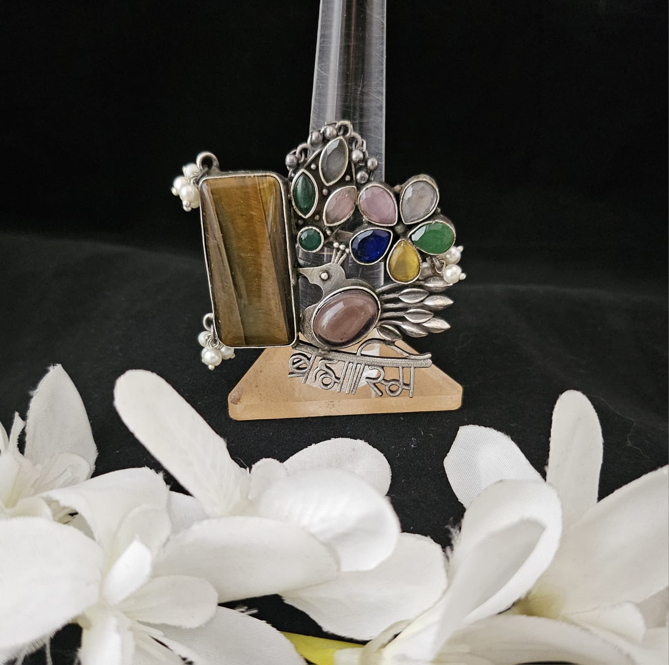 Natural Stones silver replica finger ring