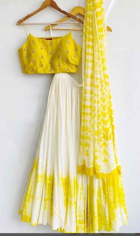 Yellow Soft Sibori Fabric Lahenga