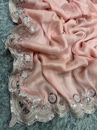 Chiffon with Zari- Ready to wear Saree