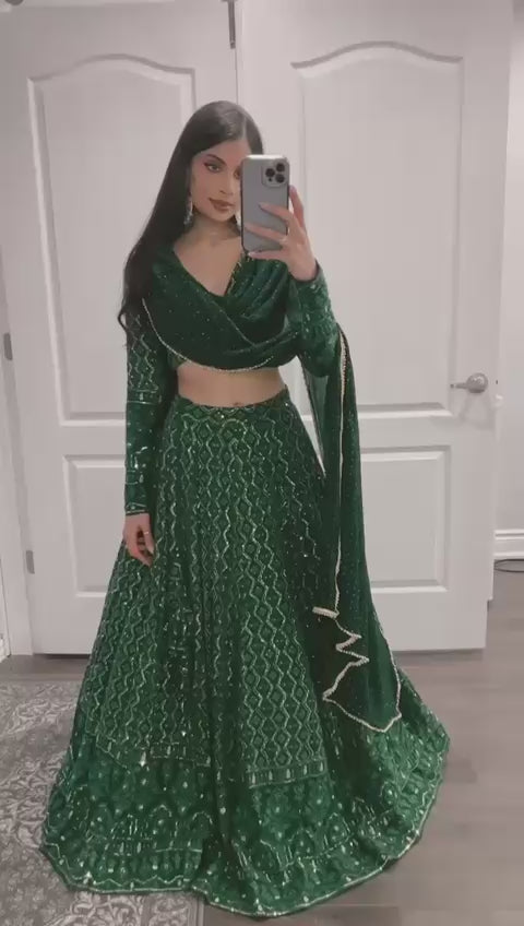 Lucknowi Lahenga Choli - Georgette (Semi - Stitched)