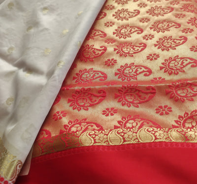 Bengali Lal Paar | Lal Paat | Garad Woven Tussur Silk | Art Silk Saree | Praagneek