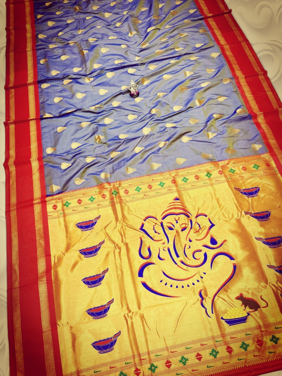 Modak Ganesh Paithani Saree