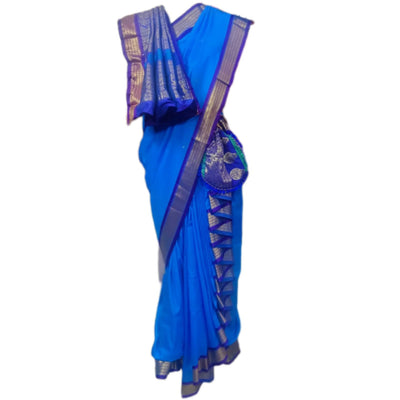Marathi Stitched Nauvari Mastani Design Saree with matching Potli - Semi Silk