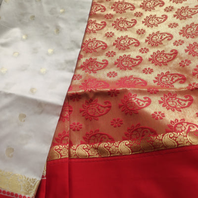 Bengali Lal Paar | Lal Paat | Garad Woven Tussur Silk | Art Silk Saree | Praagneek